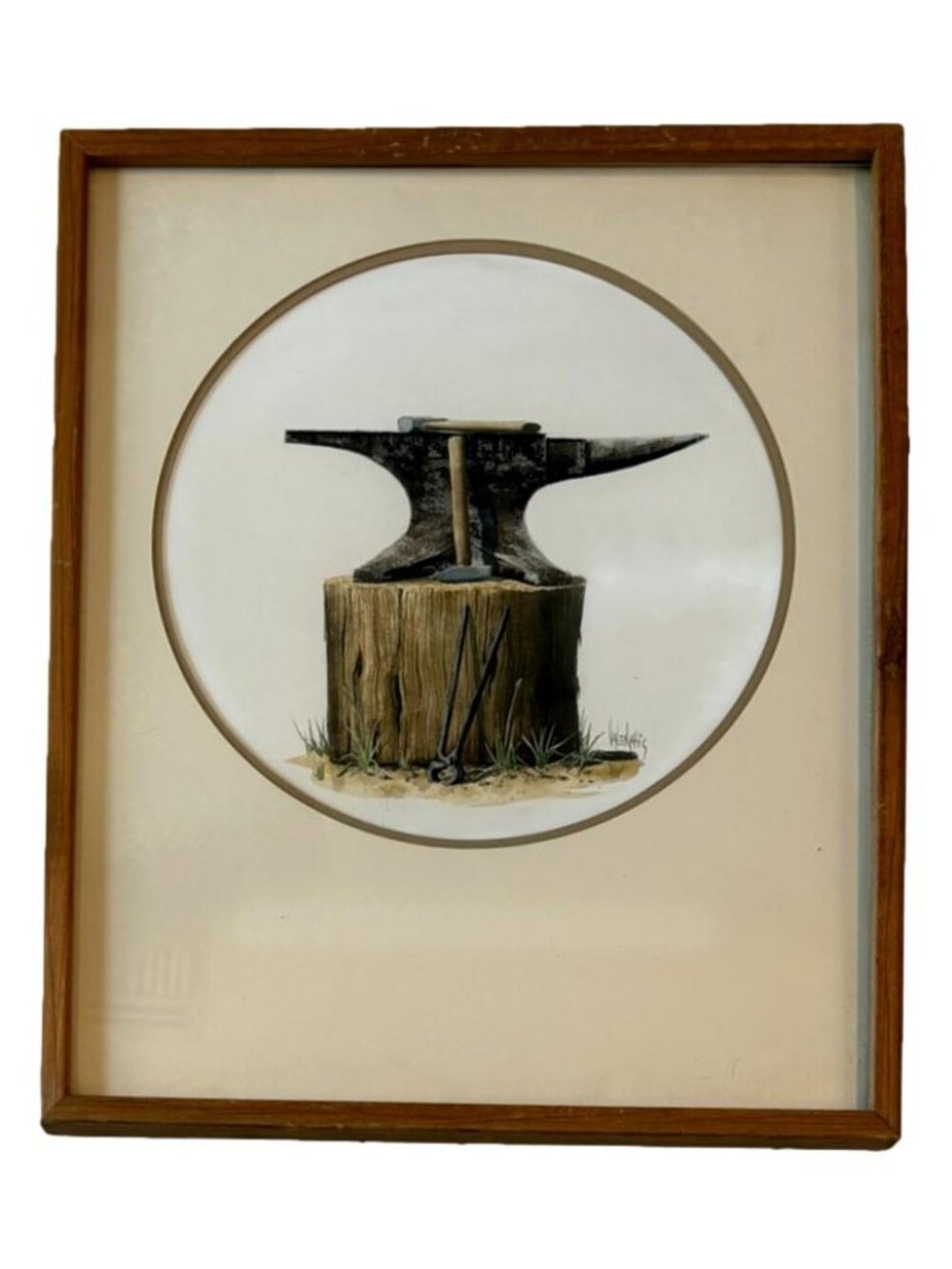 Vintage Framed Anvil Print Blacksmith Tool Illustration Ralph Lauren Inspo Art